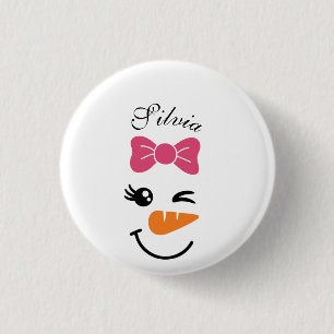Cute Snowman Face Christmas  3 Cm Round Badge