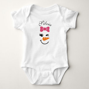 Cute Snowman Face Christmas Baby Bodysuit