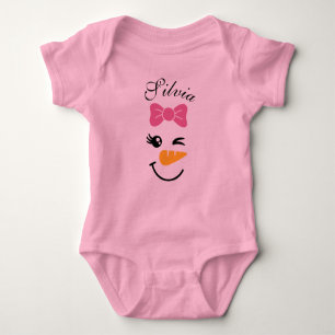 Cute Snowman Face Christmas Baby Bodysuit