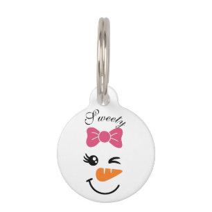 Cute Snowman Face Christmas Pet Tag