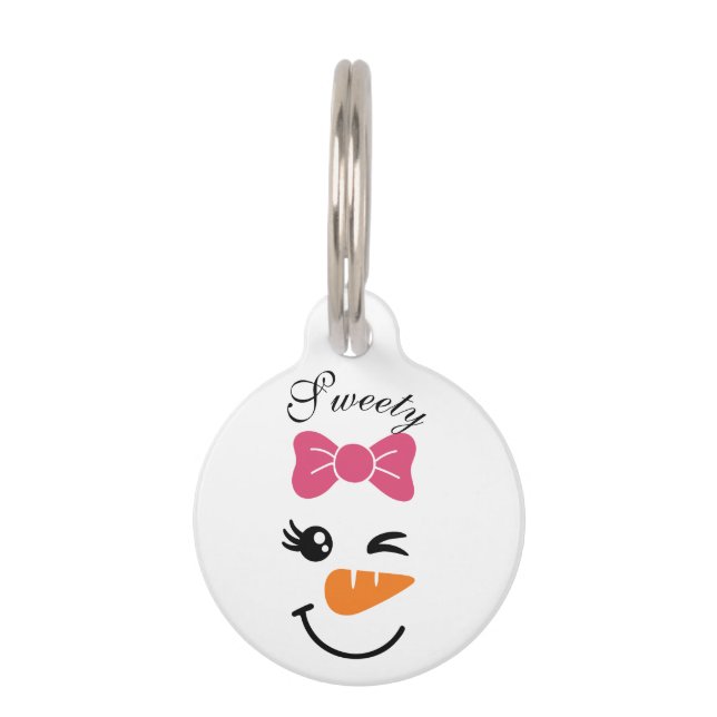 Cute Snowman Face Christmas Pet Tag (Front)