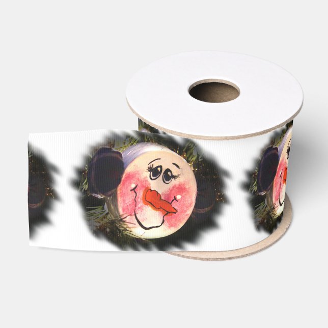 Cute Snowman Face Grosgrain Ribbon (Spool)