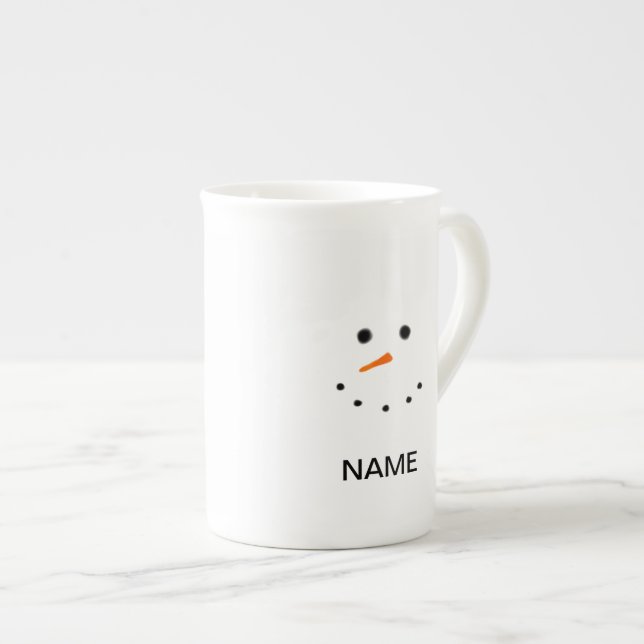 Cute Snowman Face Personalised Mug (Front Right)