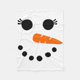 Cute Snowman Face Shirt For Womens Girls Eyelashes Fleece Blanket