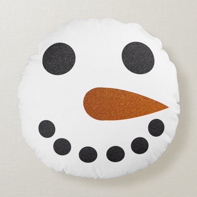 Cute Snowman Face Throw Pillow Holiday Decoration (Front)