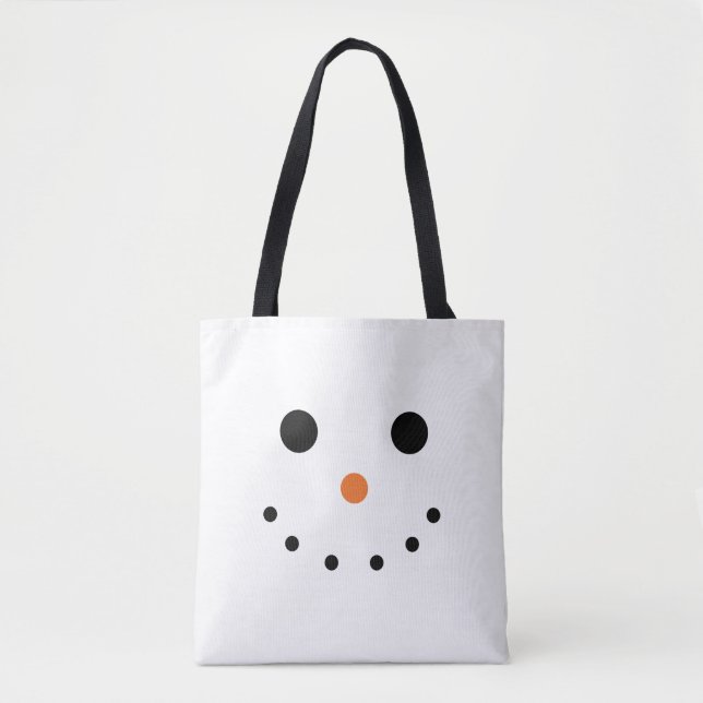 Cute Snowman Face Tote Bag (Front)