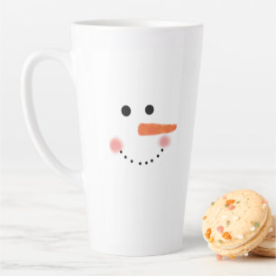 Cute Snowman Face White Latte Mug