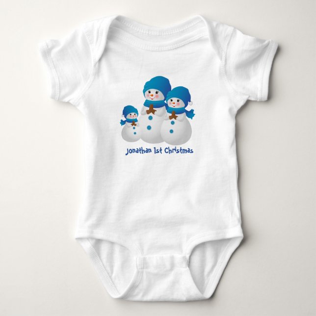 Cute Snowman Family 1st Christmas Baby Bodysuit (Front)