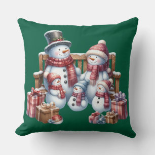 Cute Snowman Family Christmas Pillow