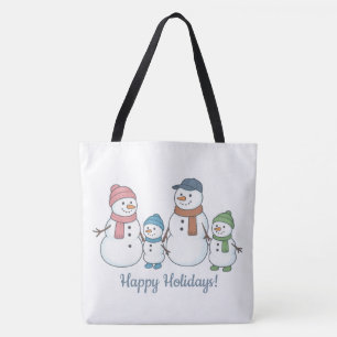 Cute Snowman Family Tote Bag