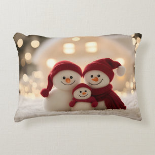 Cute Snowman Family Winter Christmas Decorative Cushion