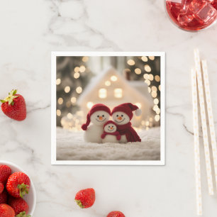 Cute Snowman Family Winter Christmas Napkin