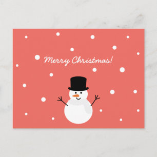 Cute Snowman Festive Holiday Snow Merry Christmas Postcard