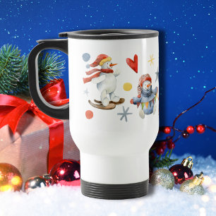 Cute Snowman Festive Winter Christmas Holidays Travel Mug