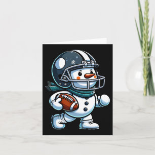 Cute Snowman Football Player Football Christmas Ki Card