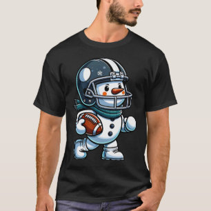 Cute Snowman Football Player Football Christmas Ki T-Shirt