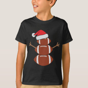 Cute Snowman Football Rugby Funny Christmas T-Shirt