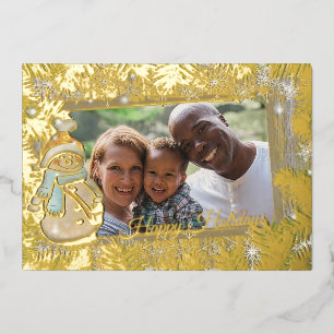 Cute snowman frame photo foil