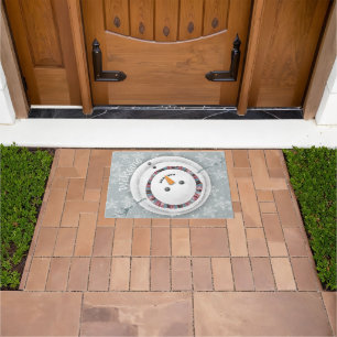 Cute Snowman Gazing Upwards Winter Welcome Doormat