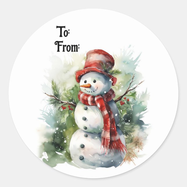 Cute Snowman Gift Sticker (Front)