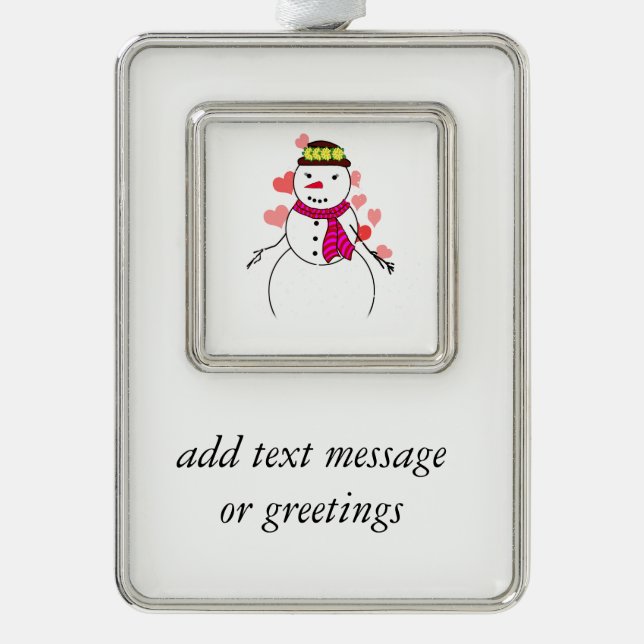 Cute Snowman (Girl) -  Little Flirty Sweetheart Silver Plated Framed Ornament (Front)