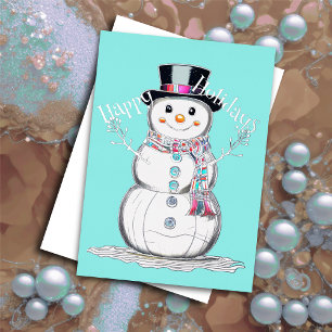 Cute Snowman Happy Holidays Foil Accents