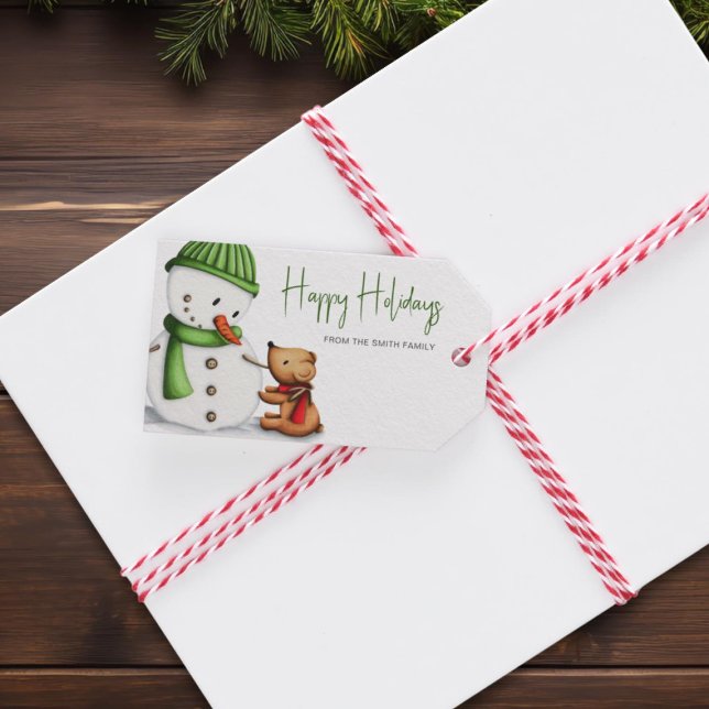 Cute Snowman Happy Holidays Gift Tags (Creator Uploaded)