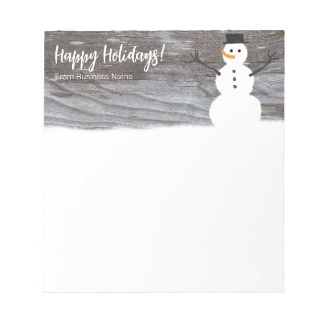 Cute Snowman Happy Holidays Notepad (Front)