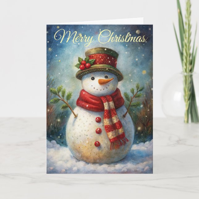 Cute Snowman Holiday Card (Front)