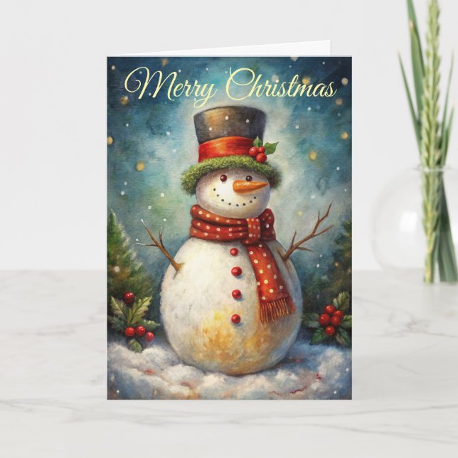 Cute Snowman Holiday Card (Front)