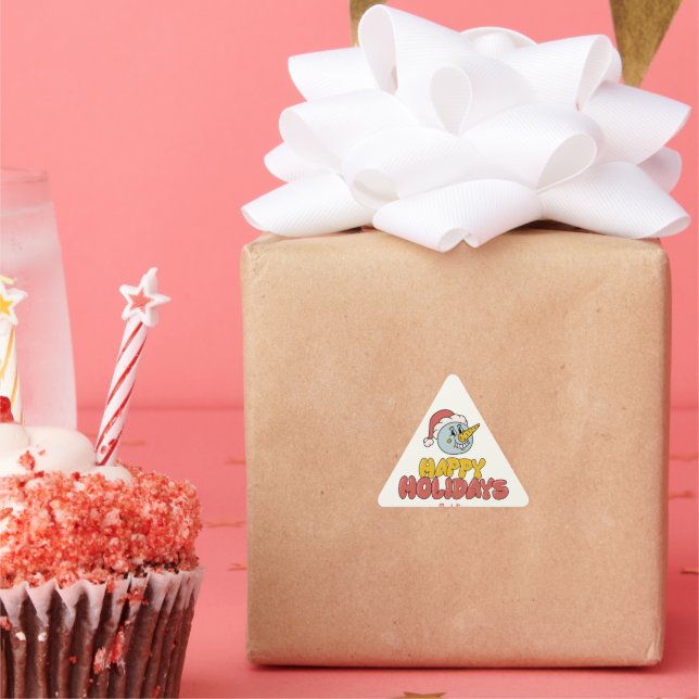 cute snowman holiday party triangle sticker (Party)