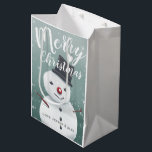 Cute Snowman Illustration Winter Christmas Custom Medium Gift Bag<br><div class="desc">Sweet snowman art on custom Christmas gift bag.</div>