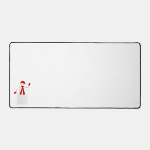 Cute Snowman in Red Hat Scarf Mittens Desk Mat