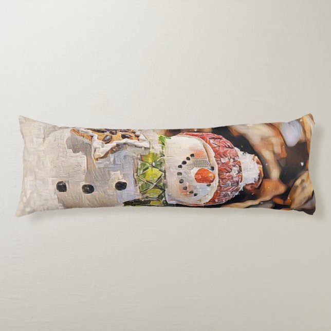 Cute Snowman in the snow watercolor painting  Body Cushion (Front)