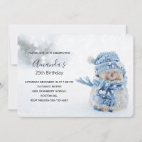 Cute Snowman in Winter Photograph Birthday