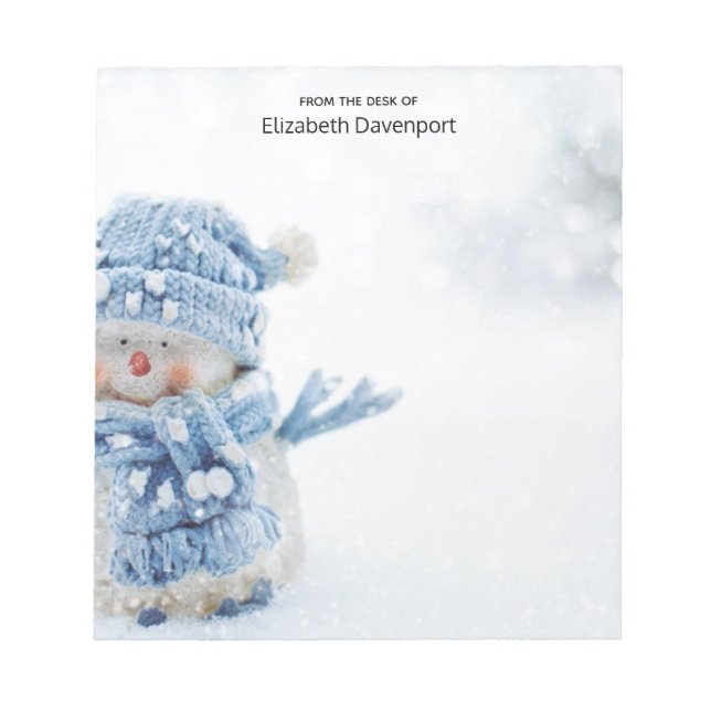 Cute Snowman in Winter Photograph Christmas Notepad (Front)