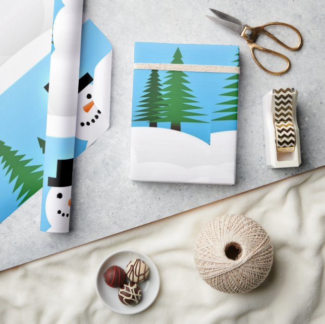 Cute Snowman in Winter Wonderland Wrapping Paper (Crafts)