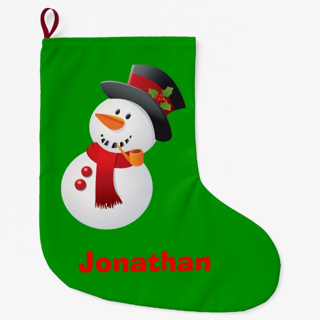 Cute Snowman Kids Christmas Stocking (Front)