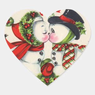 Cute Snowman Kiss Stickers