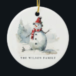 Cute Snowman Let It Snow Christmas 1 Photo Ceramic Tree Decoration<br><div class="desc">If you need any further customisation please feel free to message me on yellowfebstudio@gmail.com.</div>
