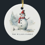 Cute Snowman Let It Snow Christmas 1 Photo Ceramic Tree Decoration<br><div class="desc">If you need any further customisation please feel free to message me on yellowfebstudio@gmail.com.</div>