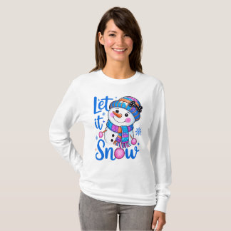 Cute Snowman “Let It Snow” T-Shirt Design