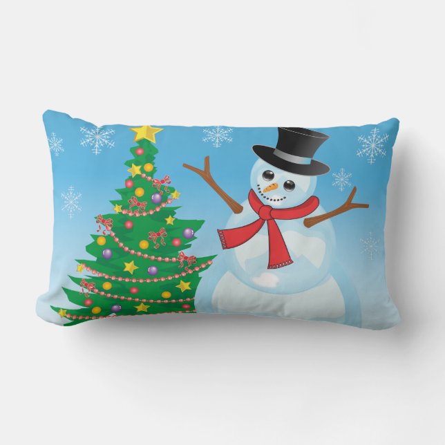 Cute Snowman Lumbar Cushion (Front)