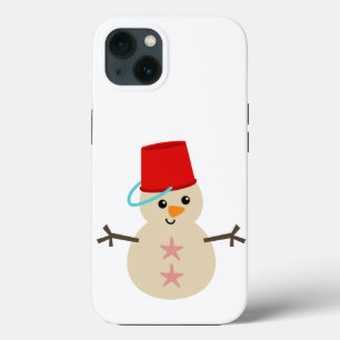 Cute Snowman Made of Sand with Pail for Hat iPhone 13 Case