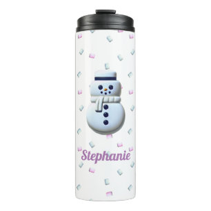 Cute Snowman Marshmallow Personalised Thermal Tumbler