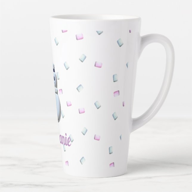 Cute Snowman Marshmallow Personalized Latte Mug (Right)