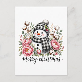 Cute Snowman Merry Christmas Announcement Postcard