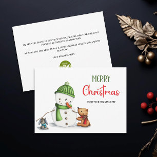 Cute Snowman Merry Christmas Business Logo Holiday Card