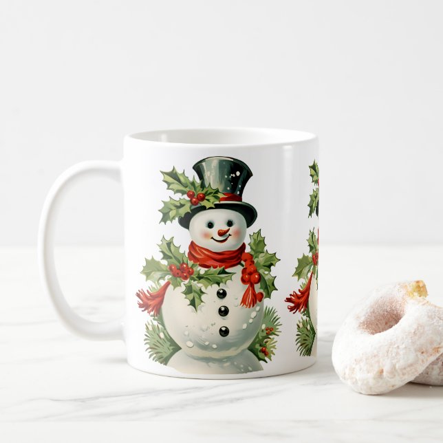 Cute Snowman: Merry Christmas Coffee Mug (With Donut)