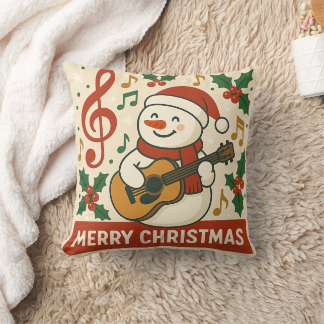 Cute Snowman Merry Christmas Cushion (Blanket)